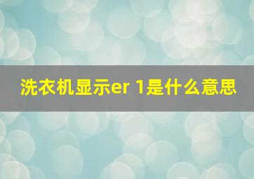 洗衣机显示er 1是什么意思